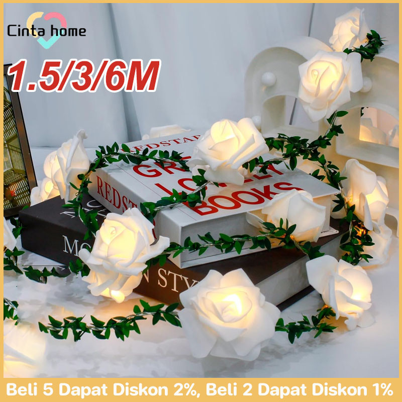 Lampu Ramadhan Lampu Bunga Mawar LED Lampu Hias Bunga Mawar Lampu String Dekorasi Pesta Pernikahan