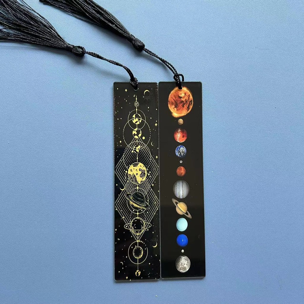 

2pcs Acrylic Bookmarks Student Learning Supplies Stationery Gifts Decor Gifts Book Office Tree of Life Moon Tarot Element Patter