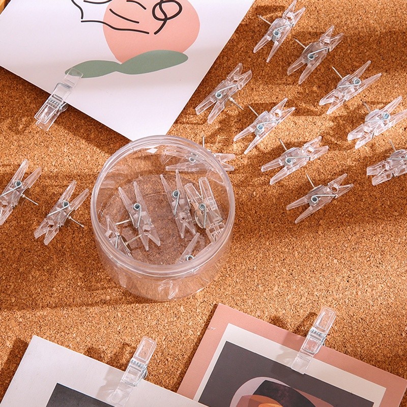 

20Pcs Creative Transparent Clip Pushpins Cute Multifunction Thumbtacks