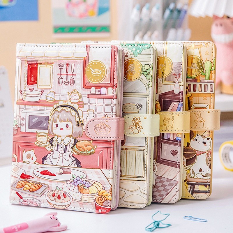 

112 Sheets Cartoon Girl Series Notebook with Magnetic Buckle Student