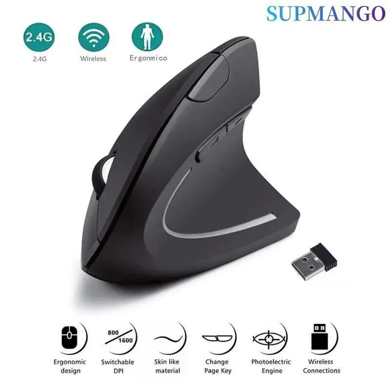 

Vertical Mouse Ergonomic 2.4GHz Wireless Optical Mice 3 Adjustable DPI 800/1200/1600 6 Buttons for Laptop PC Computer Desktop