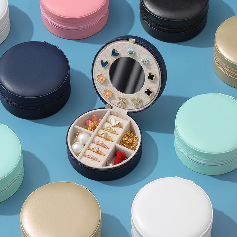 

Multilayer jewelry box small stud earrings box ring receive box necklaces earrings jewelry box portable cassette jewelry mirrors