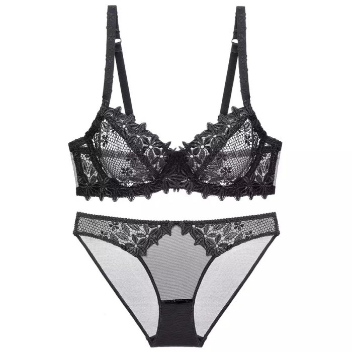 GK new hot women super sexy confort wire korea bra set 6752 - Hitam, 38C