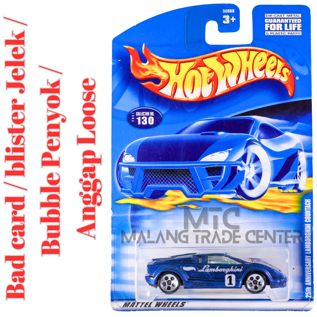 Hot Wheels 25th Anniversary Lamborghini Countach Biru Tahun Rilis 2001 Blister Jelek / Bad Card / An
