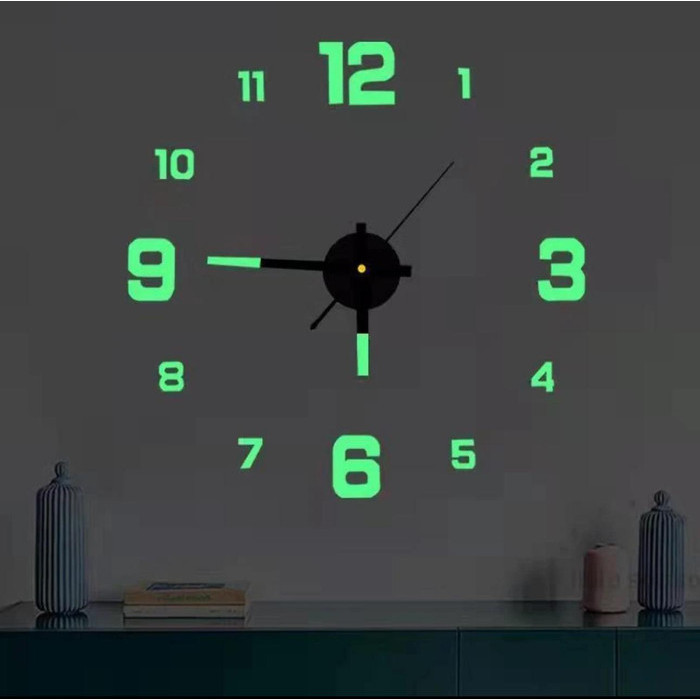 Jam Dinding 3D  Stiker DlY LUMINOUS WALL CLOCK  Jam Dinding Digital Bercahaya - 40cm - LUMINOUS-A