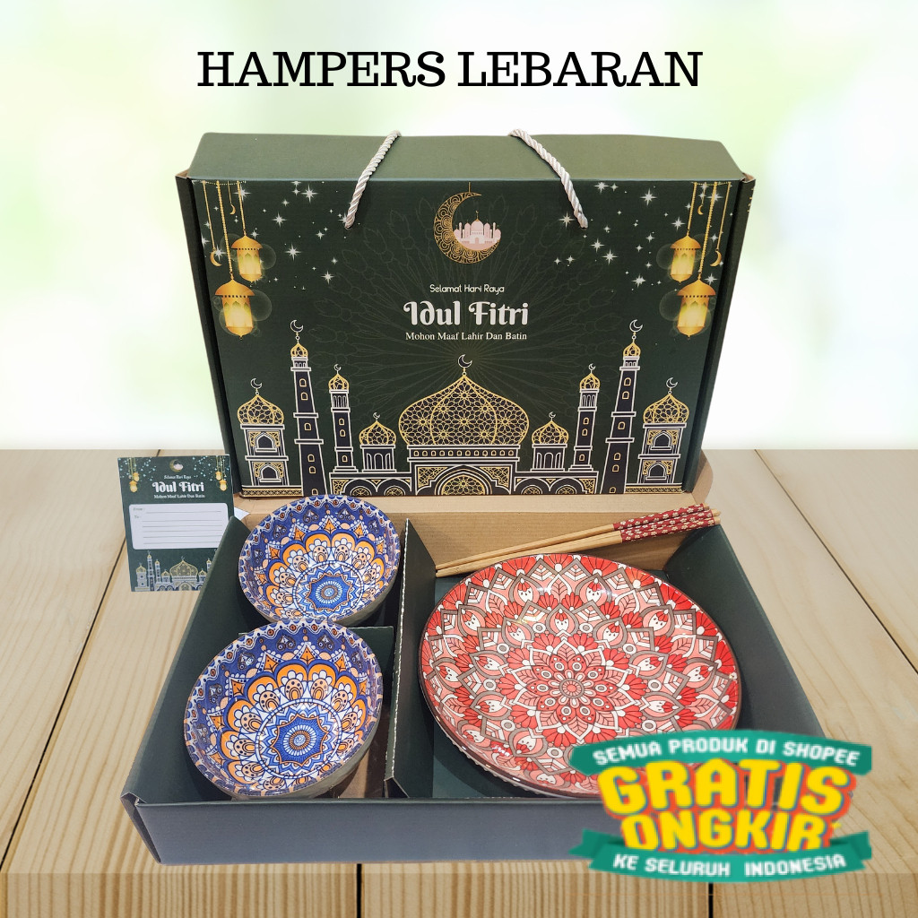 

BOXOFSEASON Hampers Lebaran Idul Fitri Mangkok Set Premium Eid Mubarak Gift Set Mangkok keramik Parcel/ New kado