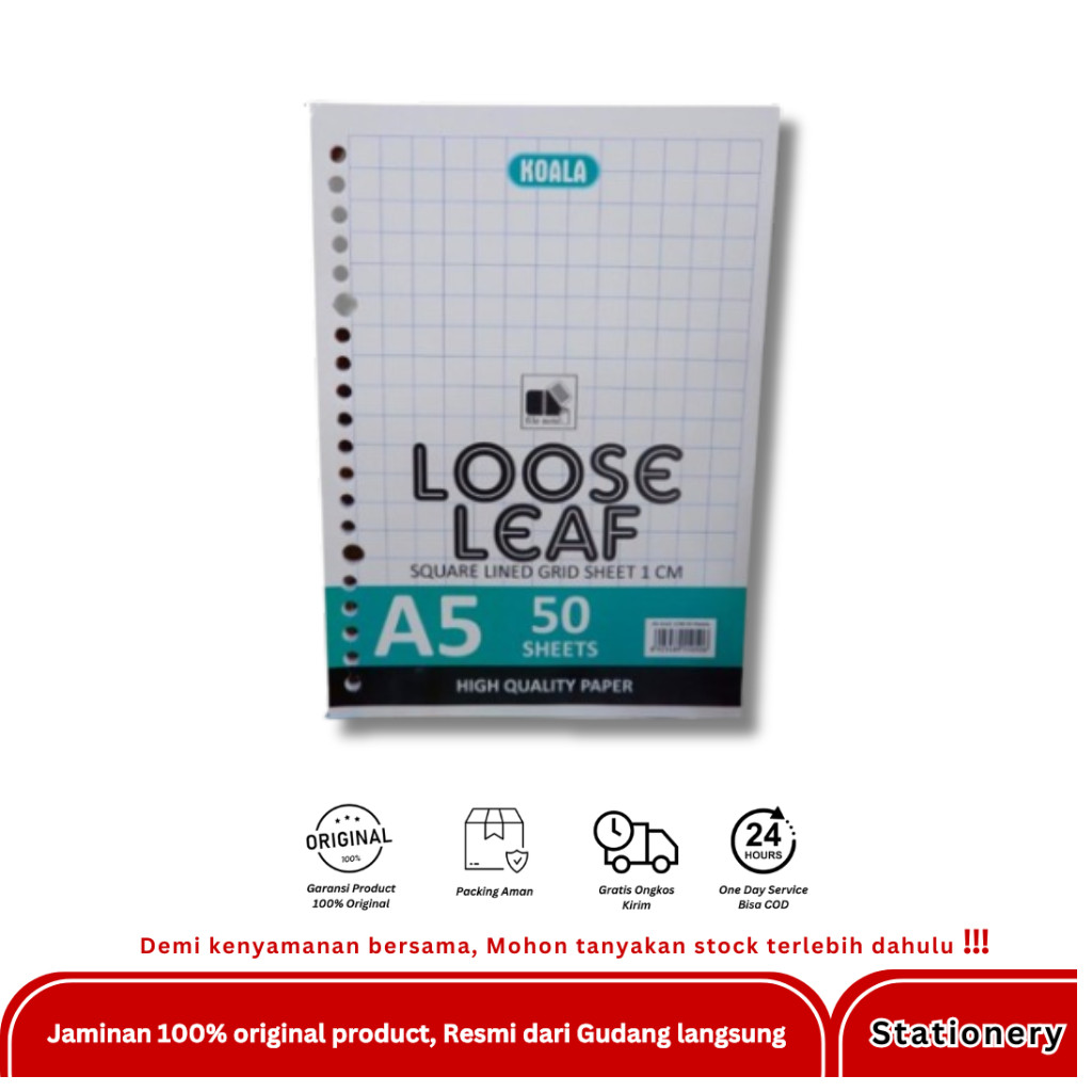 

LOOSE LEAF A5 & B5 RAINBOW / KOTAK / POLOS / GARIS