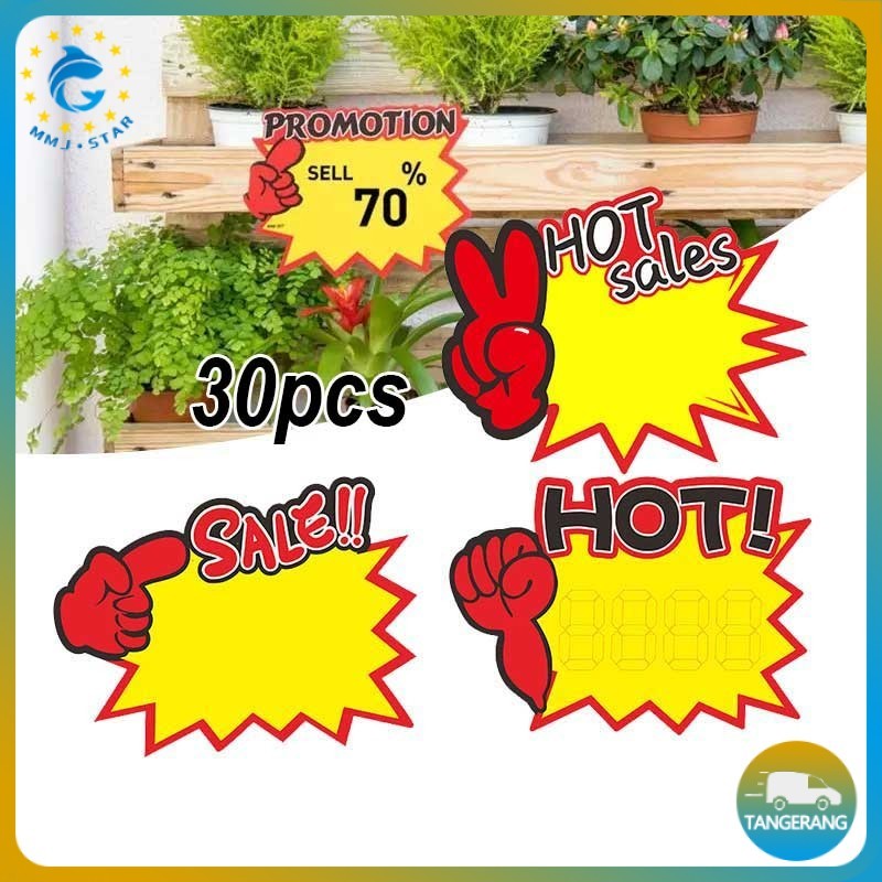 

30pcs Price Tags Kertas Penjepit Harga Tulisan Sale Kartu Promosi Label Harga Pop Card Penjepit Harga Tulisan Promo Sale