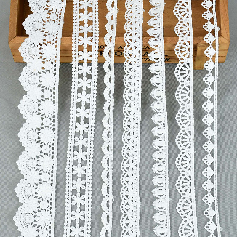 

5 Yards White Lace Milk Silk Water Soluble Embroidery Lace Ribbon Trim Fabric For Sewing Apparel Accessories Handmade DIY Crafts
