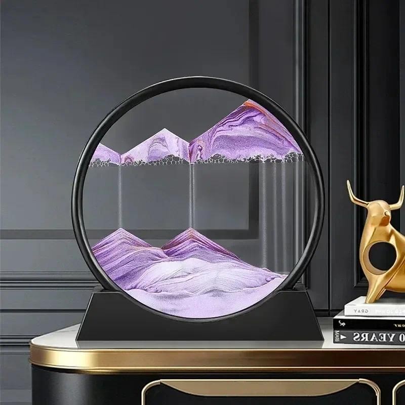 

3D Moving Sand Art Picture Round Glass Deep Sea Sandscape Hourglass Quicksand Craft Flowing Sand Painting Office Home Decor Gift