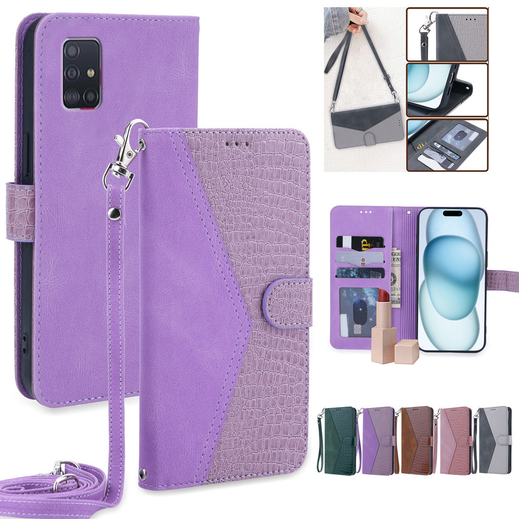 Tali Lanyard Casing For Samsung Galaxy A51 4G Leather Case Casing dompet Flip Motif Bunga matahari  