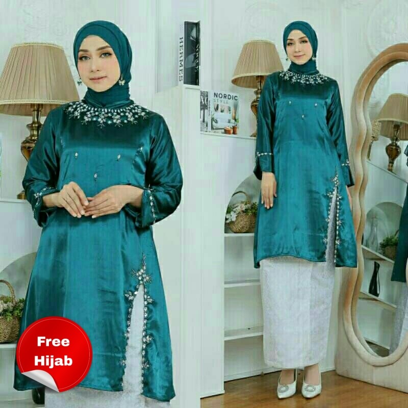 HAURA Set Baju Kurung Melayu Bridal Payet Terbaru Kekinian Pesta Wisuda Lamaran Kondangan Elegan Mew