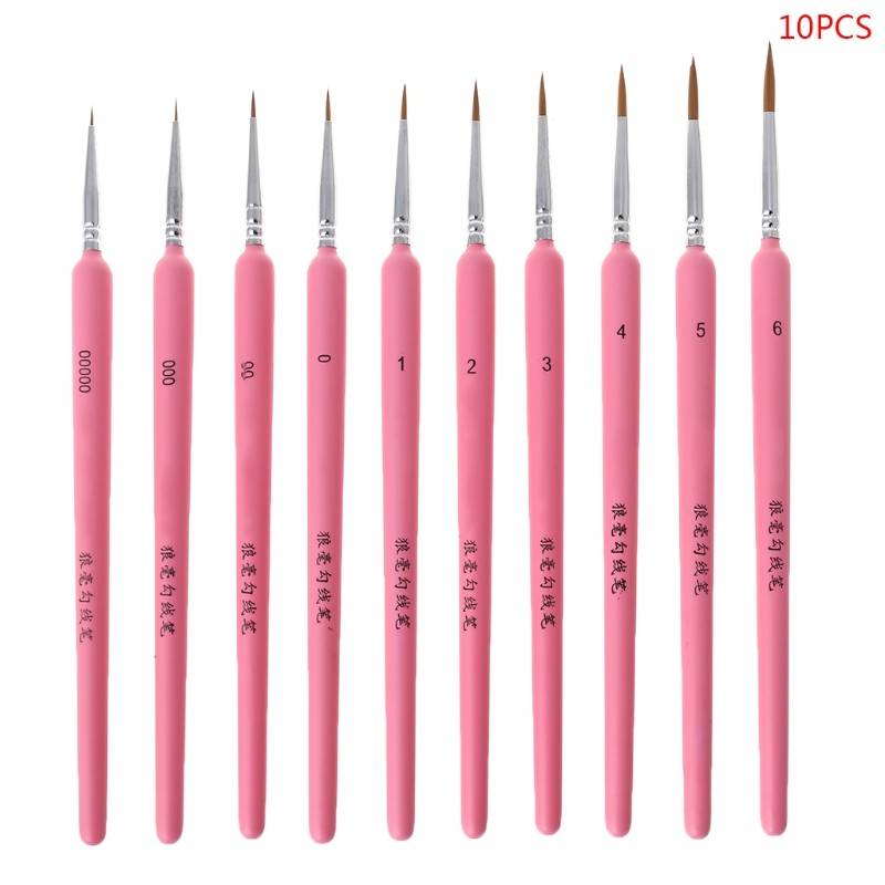 

10Pcs/set Wolf Hair Hook Line Pen Fine Paint Brush Pen Set Artist Watercolor D5QC