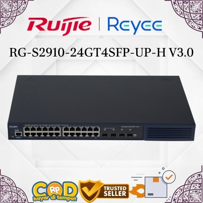 Ruijie RG-S2910-24GT4SFP-UP-H V3.0 24 Port Gigabit L2+ Managed Switch