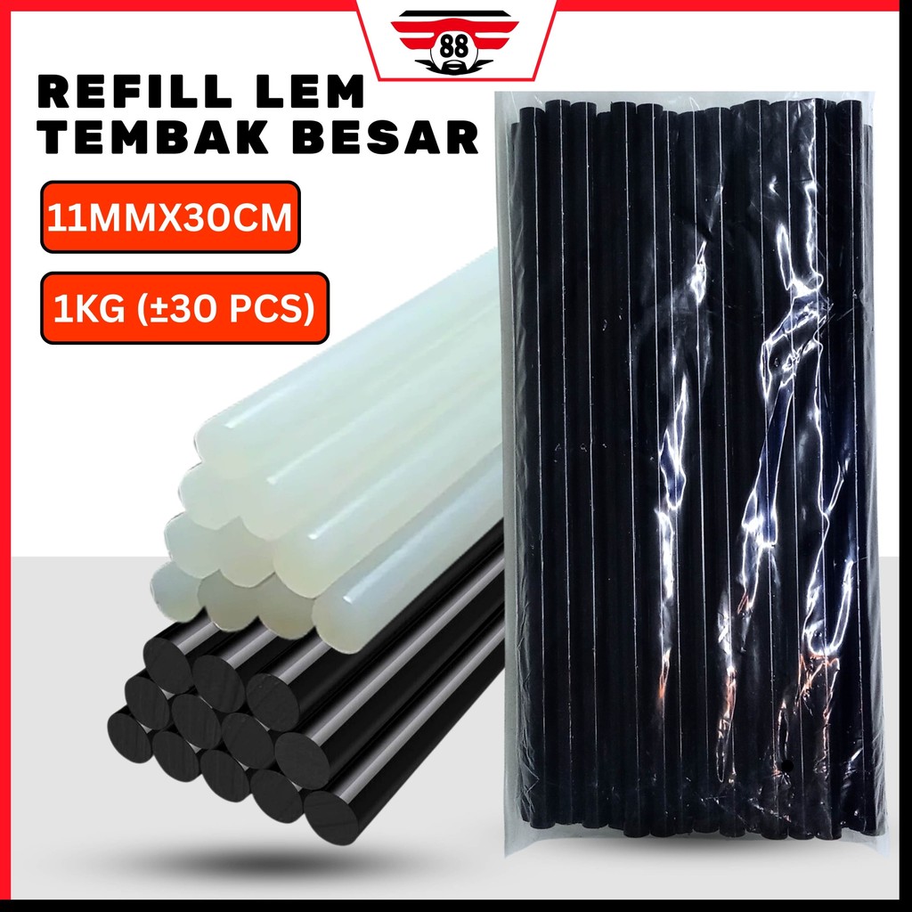 1 KG Isi Lem Tembak Besar Refill Glue Gun Stick Hitam Bening Lem Lilin Bakar Kiloan Hot Melt