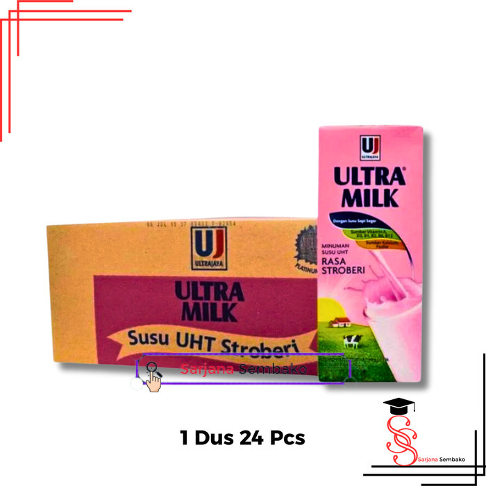 

Ultra Milk Strawberry Susu UHT 200 ML - 1 Dus 24 Pcs