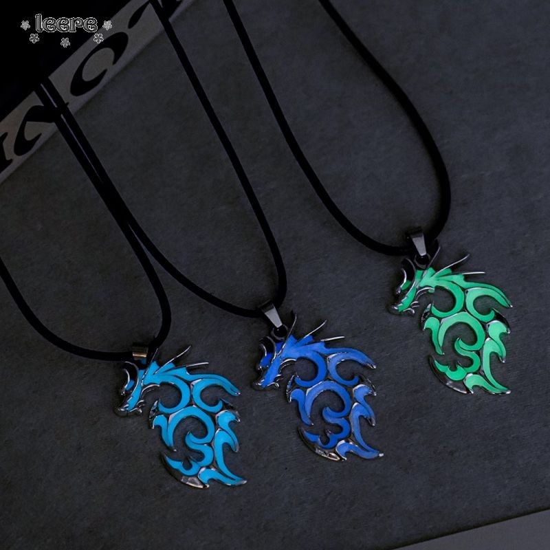 COD Fashion Mendominasi Kalung Naga Api Kalung Panjang Pria Kalung Naga Bercahaya -Le