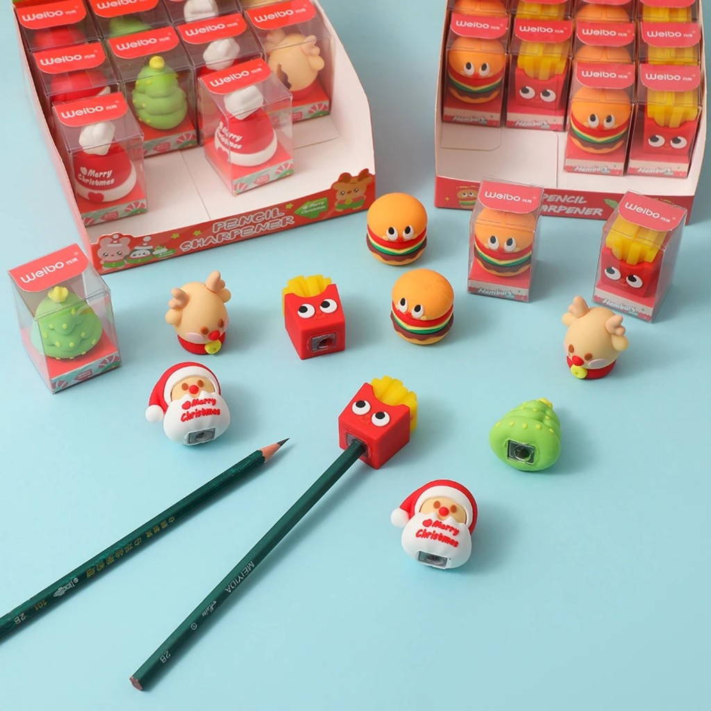 

4pcs Children's Cartoon Christmas Gift Sharpener Cute Stationery Pencil Sharpener