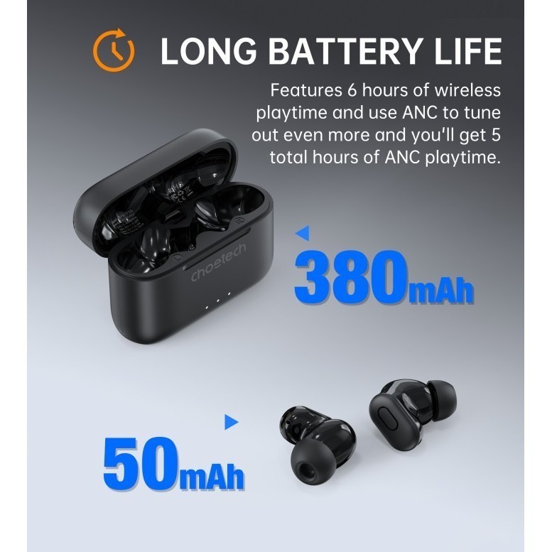 TWS Choetech BH-T15 TWS Bluetooth ANC + ENC Mic Hifi Sound Bluetooth 5.2 ORIGINAL