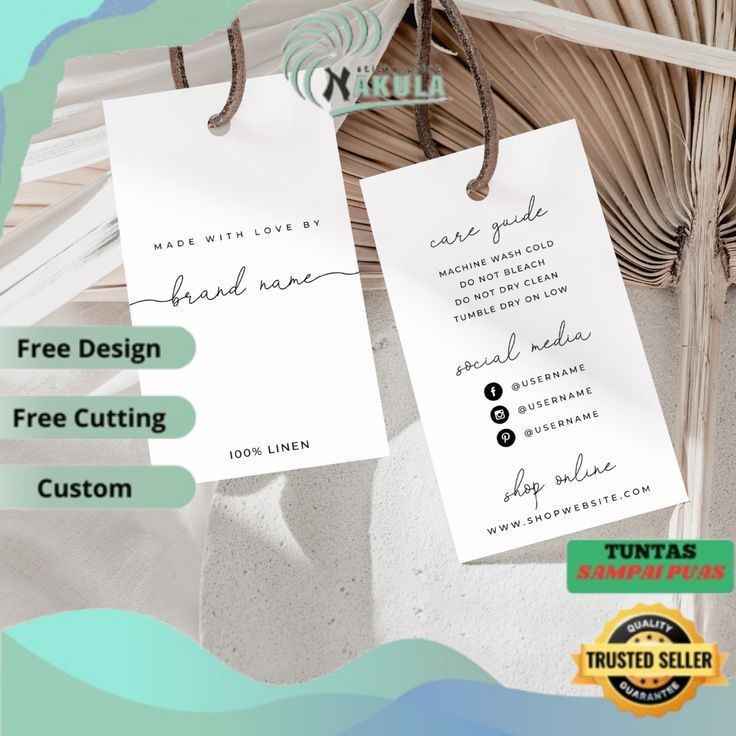 

NKL 4 2-7 Hang Tag Custom Label Baju Hangtag Hijab Jilbab Pakaian Thrift Per A3 Free Desain