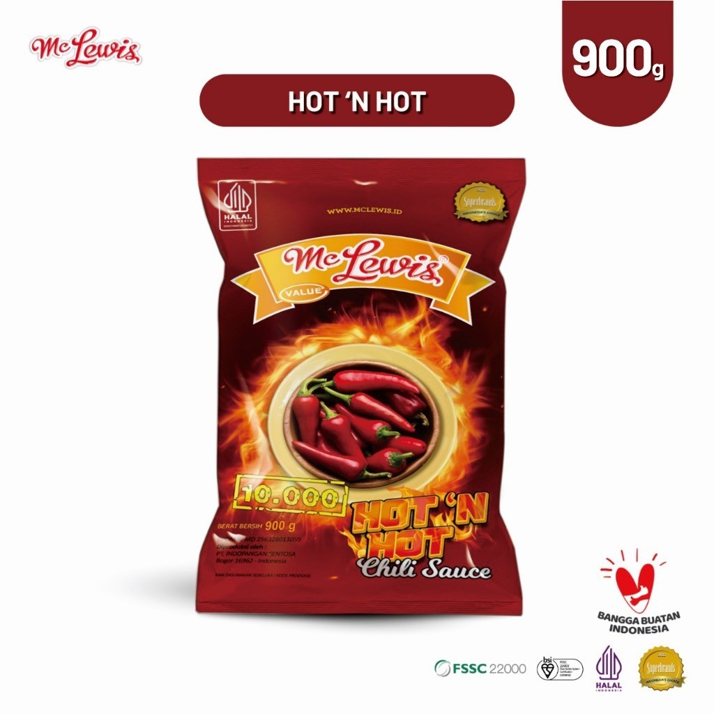 

McLewis Hot n Hot Chilli Sauce 900g Saos Sambal Mc Lewis Saus Sambal