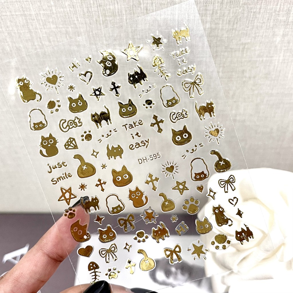 STIKER KUKU / NAIL STICKER MOTIF KUCING / CAT TIMBUL / EMBOSSED DH-595