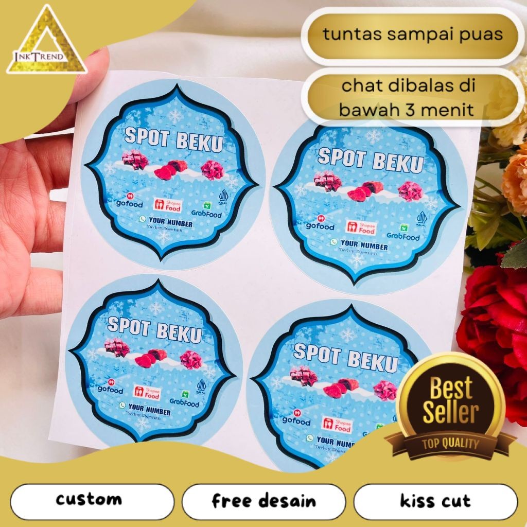 

INKA 5-8 Sticker Vinyl Frozen Food Bulat Label Kemasan Makanan Simpan Beku Basah Uk.Sedang