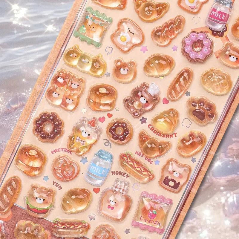 

Sweet Cartoon Animal Sticker for DIY Decor Scrapbook Journal 3D Relief Stereo Cute Stationery Sticker Guitar Laptop Nail Sticker
