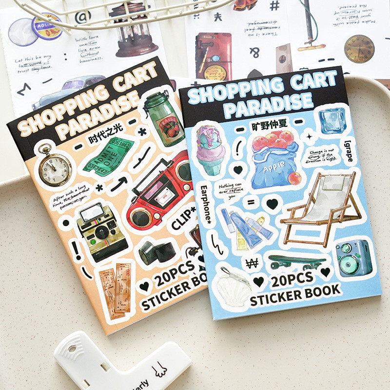

Journamm 20 Pages Ins Style Stickers Book DIY Scrapbooking Supplies Collage Junk Journal Cute Materials Decor Sticker Stationery