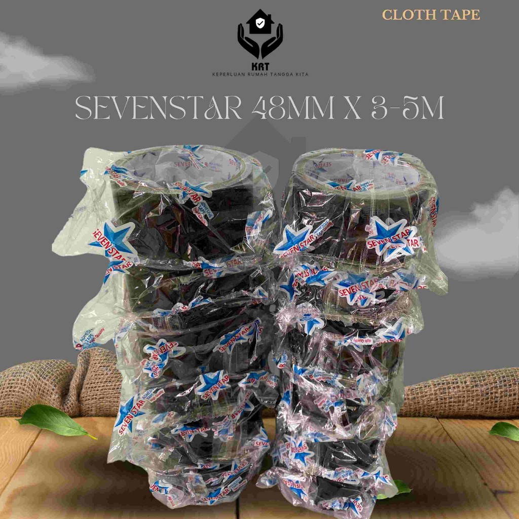 

[Grosir 1 SLOP SEVENSTAR] Lakban / Cloth Tape Kain Hitam / Double Tape / Masking Tape / Stationery ATK Tape / Fragile Tape TERMURAH