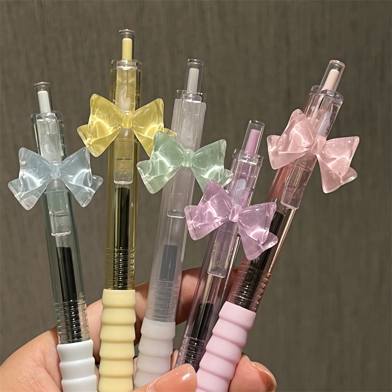 

5pcs Sweet Series Gel Pen for Girl Korean Color Bow Stationery Gel Pen Cute Pen for Writing