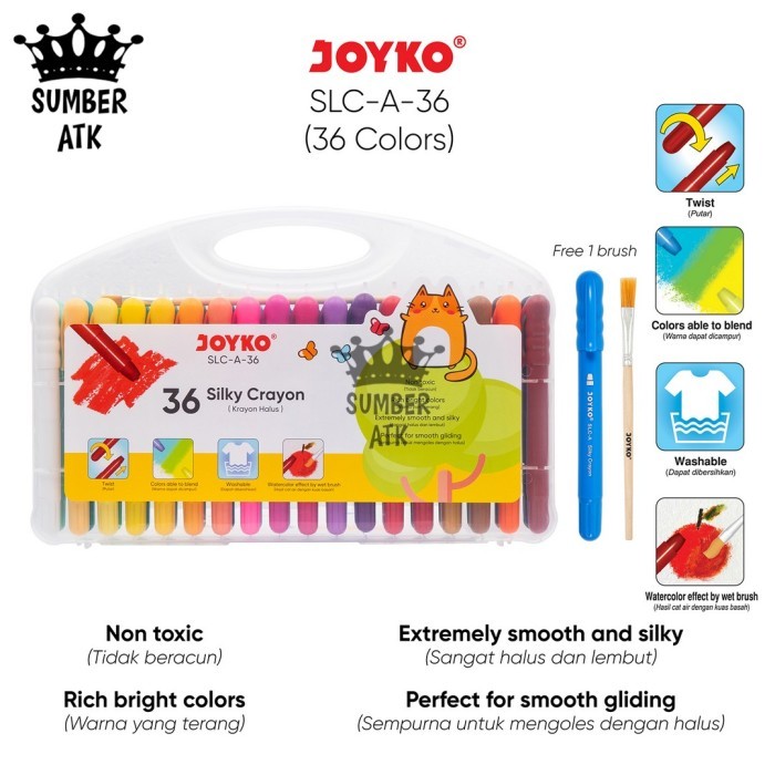 

[New]PROMO Silky Crayon Krayon Halus Joyko SLC-A Warna 12 dan 24 COLOR - 36 WARNA