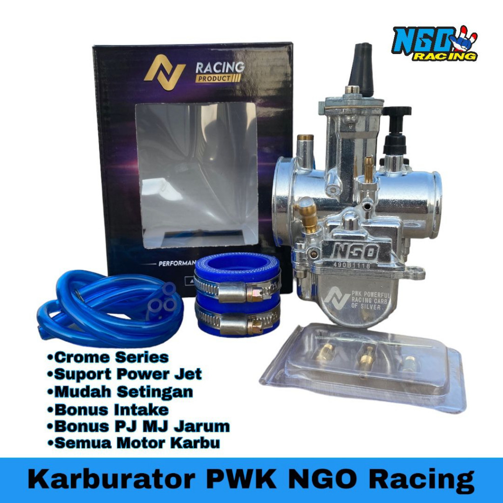 NGO KARBURATOR PWK KOTAK 28 30 32 34 CROME SERIES FREE PILOT JET MAIN JET JARUM SELANG SETTINGAN MUD