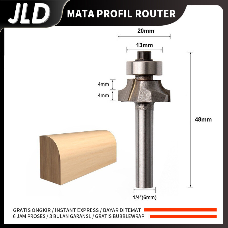 JLD 6mm Mata Profil Router Bit Timmer Bit sambungan kayu panel pintu slot mata Router