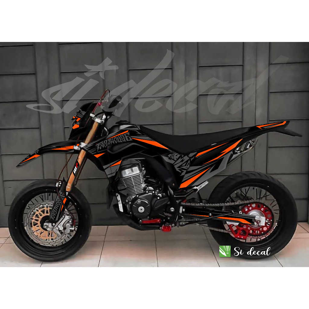 custom decal crf 150L full body hitam orange bags keren free request terjangkau