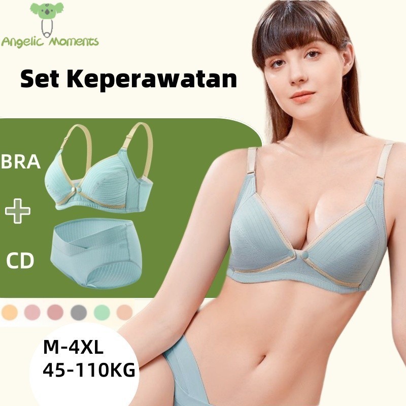 Bra Set Menyusui tanpa kawat Dalam Celana Bumil Bh menyusui Kancing Depan Bra Cup besar jumbo Nursin