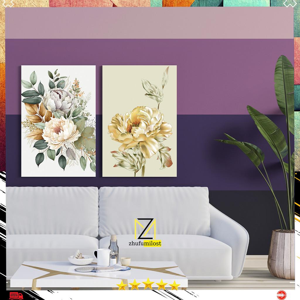 Hiasan Dinding Poster Bunga Ruang Tamu atau Kamar Gantungan
