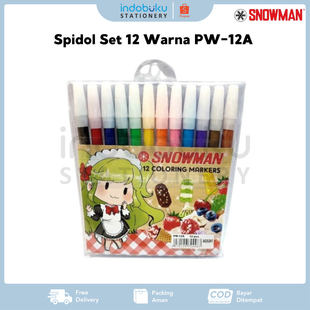 

Spidol Set 12 Warna Snowman PW-12A ( 1 Pack Isi 12pcs )