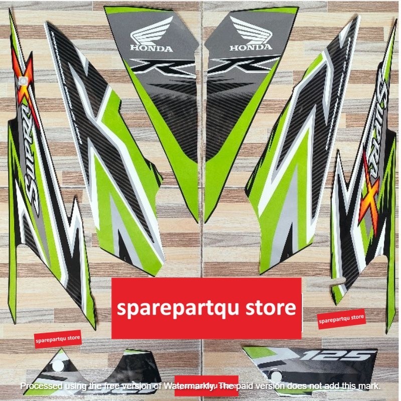 striping original Honda Supra X 125 R cw hijau hitam tahun 2012