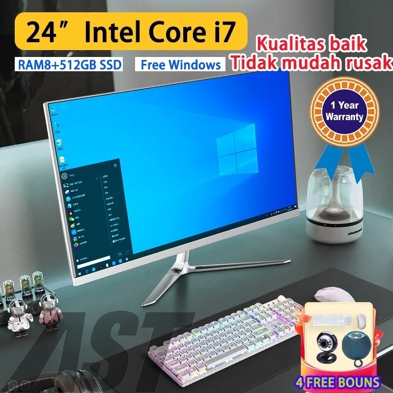 AST PC Komputer all in one Intel Core i7 ram8+512gb ssd computer wifi/bluetooth windows/office garansi 1 tahun
