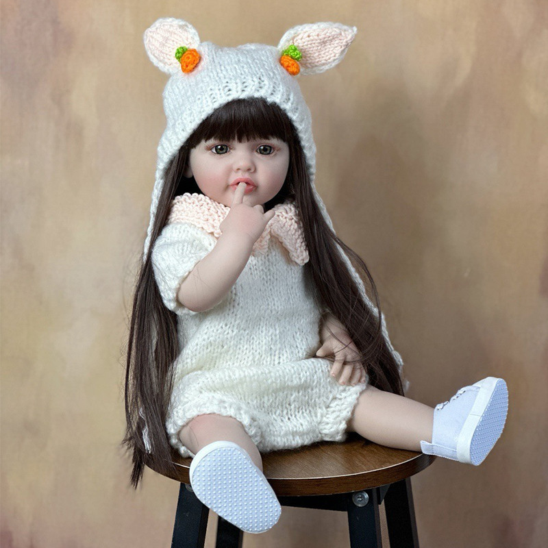 55cm Little Girl Baby Reborn Doll Full Body Silicon For Girls Newborn Doll Toddler Fashion Cute Toy 