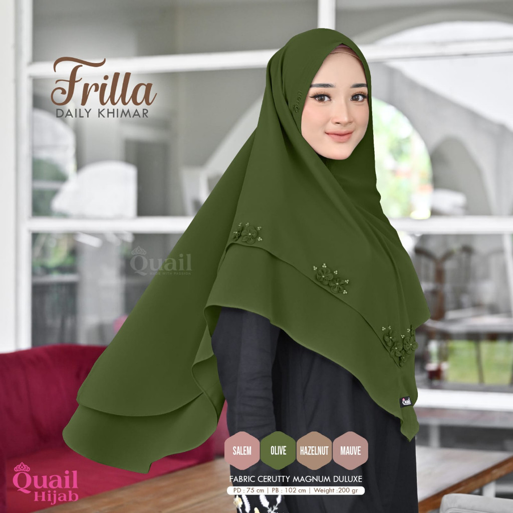 Frilla Daily Khimar Original Quail Hijab Wanita Ceruty Magnum Duluxe