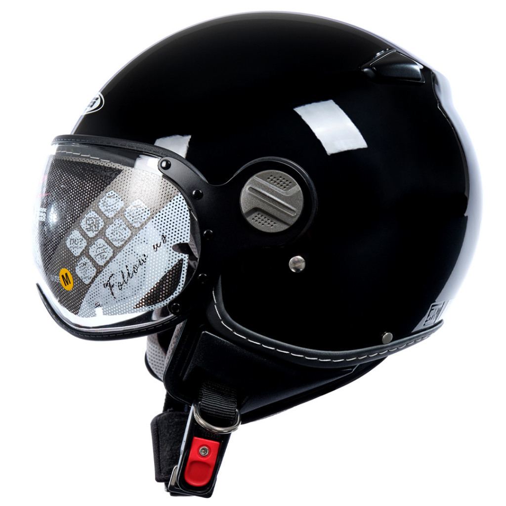 ZEUS ZS 210K BLACK GLOSSY RETRO SINGLE VISOR