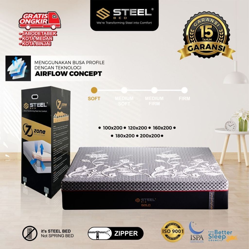 Kasur Busa Vakum Steel Gold - Steel Foam