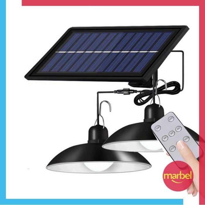 Lampu Gantung Teras Taman Outdoor Tenaga Surya Waterproof 2 Lampu White