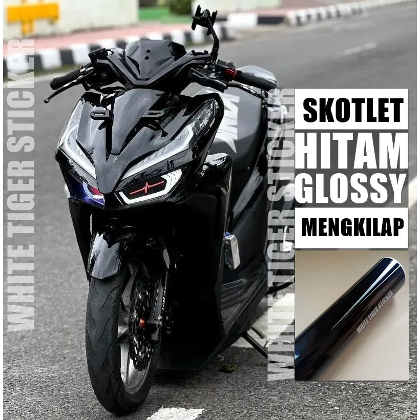 SKOLET STIKER MOTOR HITAM GLOSY SCOTLITE MOTOR BLACK GLOSY SKOTLET HITAM MENGKILAP SKOTLET MOTOR WAR