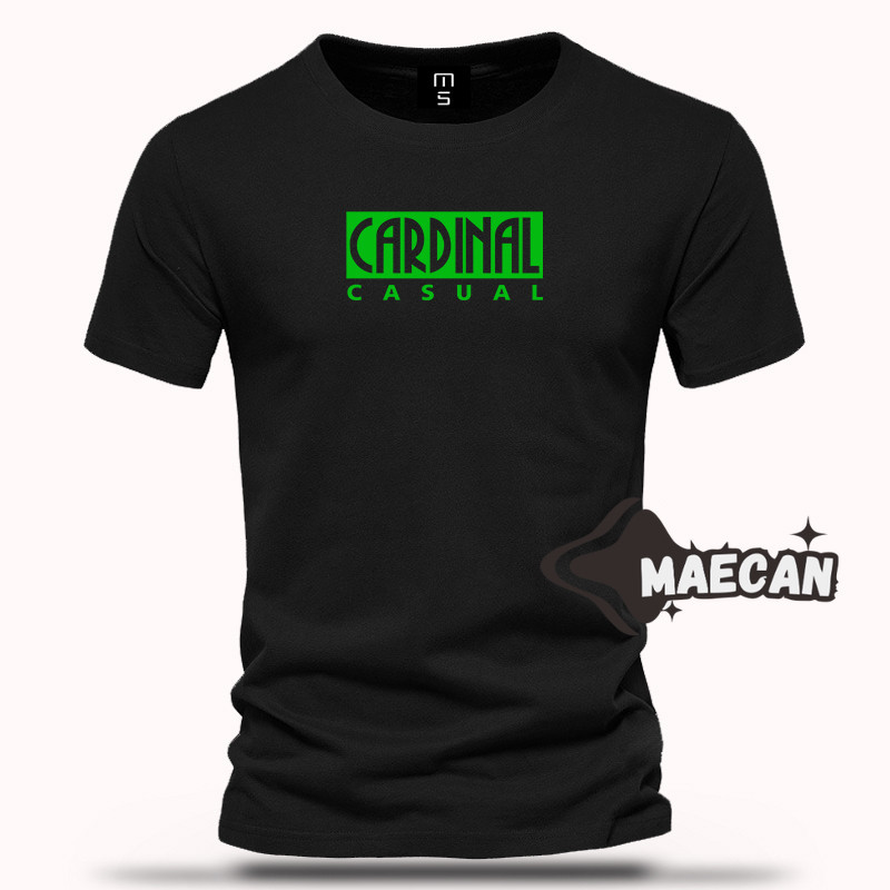 Kaos Pendek Cardinal Casual Sablon Hijau Baju Pria Wanita Terlaris Cewek Cowok Maecan Store