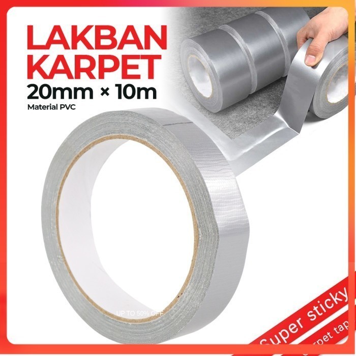 

Lakban Karpet Super Sticky Cloth Floor Duct Tape 10M 20 mm - Silver