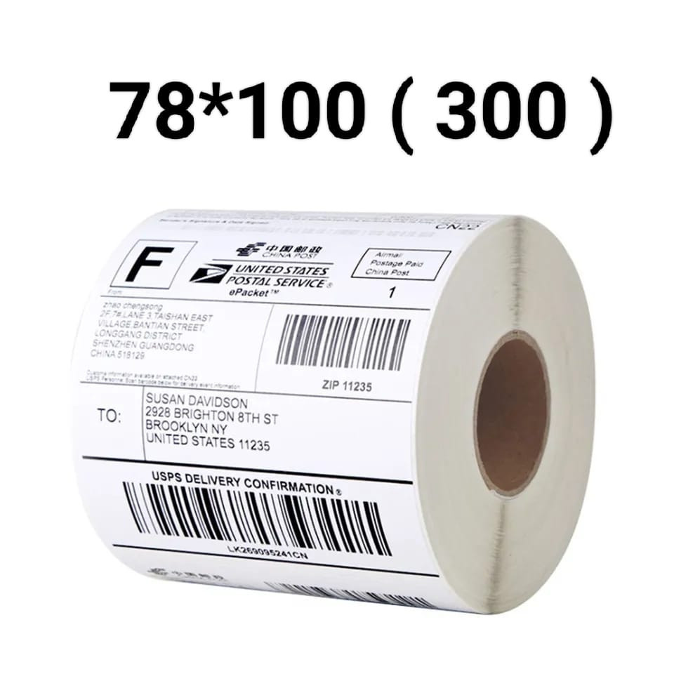 

KERTAS LABEL THERMAL - STICKER 78 X 100mm ( 300 lembar ) - ROLL