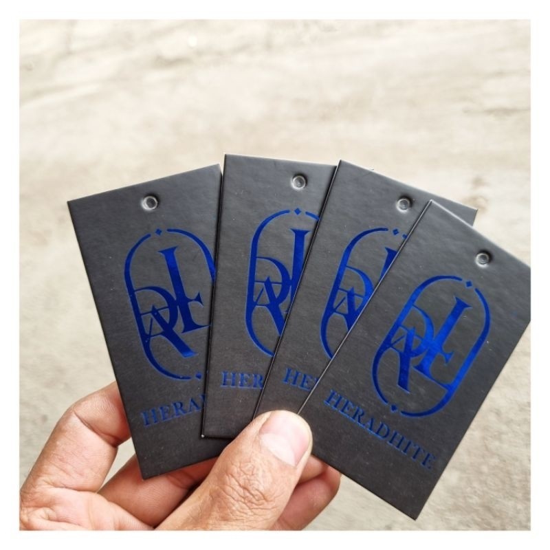 

label hangtag hangtag tebal hantag premium foil blue